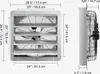 Diagrams showing the dimensions of an industrial fan. Voir les images du produit