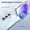 A close-up marketing image showing a clear phone case with callouts highlighting its protective features. Produktbild-Vorschau