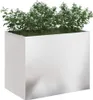 A rectangular stainless steel planter filled with green plants and white flowers, set against a white background. Anteprima dell’immagine prodotto