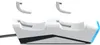 A white charging station for PlayStation 5 controllers with blue LED accents. Voir les images du produit