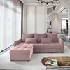 A pink sectional sofa with an ottoman is shown in a well-lit living room. Podgląd zdjęcia produktu