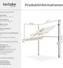 Diagram showing dimensions and technical specifications of a retractable awning. Náhled obrázku produktu