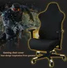 A gaming chair cover is shown next to a video game character. Produktbild-Vorschau