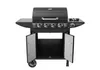A black gas grill with its doors open, shown against a white background. Podgląd zdjęcia produktu