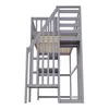 A gray wooden bunk bed with stairs against a white background. Produktbild-Vorschau