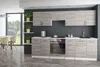 A modern kitchen setup with cabinets, an oven, and a sink, displayed in a well-lit room with a large window showing an outdoor scene. Náhled obrázku produktu
