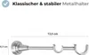 A product image showing a metal curtain rod holder with dimensions indicated. Produktbild-Vorschau