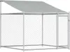 A dog kennel with a roof and door, made of galvanized steel. Produktbild-Vorschau