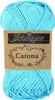 A ball of turquoise yarn with a brown paper label. Produktbild-Vorschau