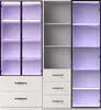 A white cabinet with glass doors and drawers, illuminated with purple light. Voir les images du produit
