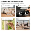 Collage of four images showing steps to use a clothes dryer. Produktbild-Vorschau