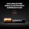 A Duracell Plus AAA battery is shown with marketing text and a symbol indicating leak prevention. Anteprima dell’immagine prodotto