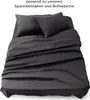 A dark grey bed sheet and pillowcases are neatly arranged on a bed. Náhled obrázku produktu