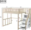 A diagram showing the dimensions of a loft bed with stairs. Produktbild-Vorschau