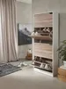 Schuhschrank Eiche Massivholz weiß Konstruktionsdetail Nahansicht der Verbindungen und Oberfläche 60x24x150 cm Studioaufnahme_#sku_BARWL5.036# Produktbild-Vorschau