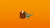 A small LEGO dinosaur figure and a crate with an egg, set against an orange background. Produktbild-Vorschau