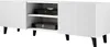 A white TV stand with fluted doors and black legs, shown from the front. Náhled obrázku produktu
