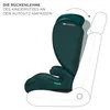 A child car seat is shown being adjusted to fit the backrest of a car seat. Produktbild-Vorschau