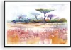 Gerahmtes Poster - Schwarzer Rahmen - Aquarell Savanne Produktbild-Vorschau 1