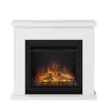 A white electric fireplace with a black insert showing a simulated fire. Produktbild-Vorschau