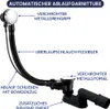 Diagram of a bathtub drain assembly with labels pointing to different parts. Produktbild-Vorschau