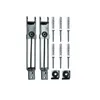A set of mirror mounting hardware including brackets, screws, and wall anchors, laid out on a white background. Produktbild-Vorschau
