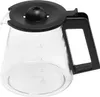 A clear studio shot of a glass coffee pot with a black lid and handle. Produktbild-Vorschau