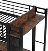 A close-up view of a bunk bed's desk and shelf area. Voir les images du produit
