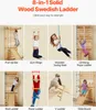 A collage of images showing different ways to use an 8-in-1 solid wood Swedish ladder, with children interacting with various attachments. Anteprima dell’immagine prodotto