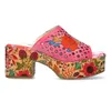Laura Vita Damen Pantolette Leder Perforierung Plateau Produktbild-Vorschau 5