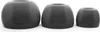 Three black silicone earbud tips of different sizes are arranged in a row on a white background. Anteprima dell’immagine prodotto