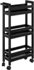 A black three-tiered rolling cart against a white background. Produktbild-Vorschau