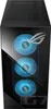 A black gaming computer tower with blue LED fans and ROG logo. Podgląd zdjęcia produktu