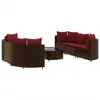 7-tlg. Garten-Sofagarnitur mit Kissen Braun Poly Rattan Produktbild-Vorschau 1