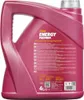 A pink plastic jug of engine oil with a label showing product information and specifications. Produktbild-Vorschau