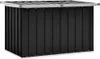 A black outdoor storage box with a silver lid, shown from a front-diagonal angle against a white background. Náhled obrázku produktu