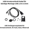 Q74C Auto Verlängerungskabel 1m – 3,5mm AUX + USB 2.0 Produktbild-Vorschau 2