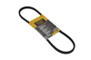 A black drive belt with a yellow and gray label, presented on a white background. Produktbild-Vorschau