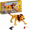 A LEGO Creator 3-in-1 Wilder Lion set is displayed on its packaging, with a built model shown separately. Náhled obrázku produktu