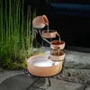 esotec Solar Keramik Kaskadenbrunnen Lucca mit Akku und LED Produktbild-Vorschau 1