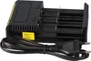 A black battery charger with a power cord and plug. Produktbild-Vorschau