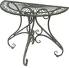 A dark gray metal half-round table with ornate scrollwork legs and a fan-shaped tabletop, presented against a white background. Produktbild-Vorschau