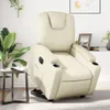 A cream-colored electric recliner chair with a lift assist feature is shown in a room setting, with a small side table and a plant nearby. Produktbild-Vorschau