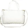 A white quilted handbag with top handles and a shoulder strap, shown against a white background. Produktbild-Vorschau