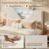 UnboxG Doppelbett 140×200 cm, beige, Samtstoff, mit 4 Produktbild-Vorschau 5