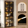 Vetrina angolare in MDF nero con illuminazione a LED, Anteprima dell’immagine prodotto 4