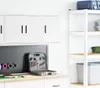 vidaXL Armoire murale de garage Blanc Bois composite Voir les images du produit 3
