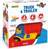 The image shows the packaging of a toy truck and trailer set. Produktbild-Vorschau