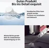 A collage of images showing a vacuum cleaner filter being washed, text describing features, and a hand vacuum being used in a car. Produktbild-Vorschau