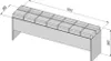 A 3D isometric view of a bench with dimensions indicated. Produktbild-Vorschau